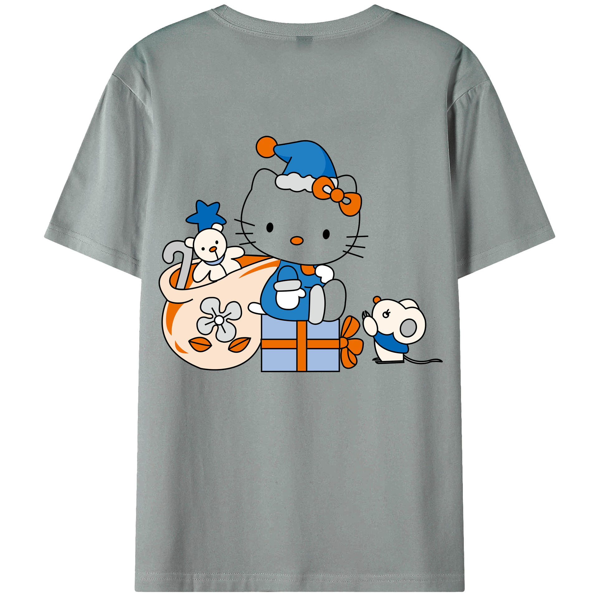（画像用） Hello Kitty ハローキティ 綿100％ メンズ半袖Tシャツ（バックプリント） 通気性